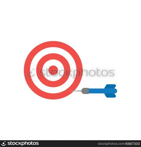 Flat design style vector illustration concept of red and white bullseye with blue dart icon in the side on white background.