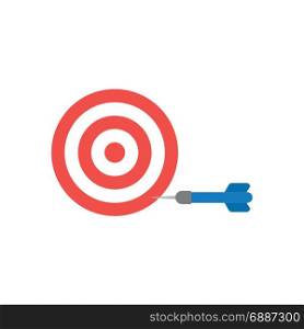 Flat design style vector illustration concept of red and white bullseye with blue dart icon in the side on white background.