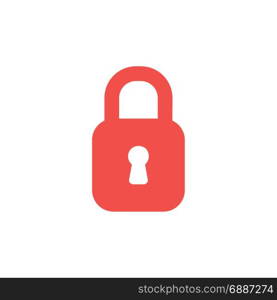 Flat design style vector illustration concept of red closed padlock icon on white background.