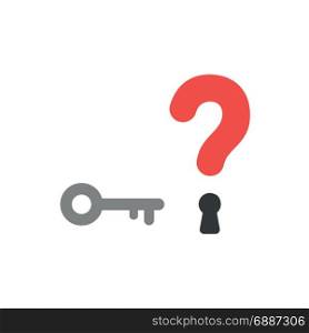 Flat design style vector illustration concept of red question mark with grey key and black keyhole symbol icon on white background.