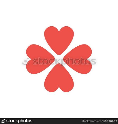 Flat design style vector illustration concept of rotated four red heart symbol icons on white background.