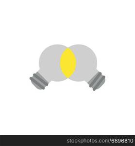 Flat design style vector illustration concept of unite ideas, grey light bulbs symbol icon, maybe symbolize bad ideas and get a good idea, glowing yellow light bulb, symbolizes good idea.