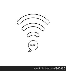 Flat design style vector illustration concept of wifi symbol with blue speech bubble icon and free text on white background. Black outlines.