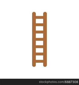 Flat design style vector illustration of brown wooden ladder symbol icon on white background.