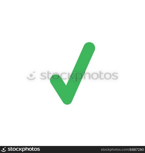 Flat design style vector illustration of green check mark icon on white background.