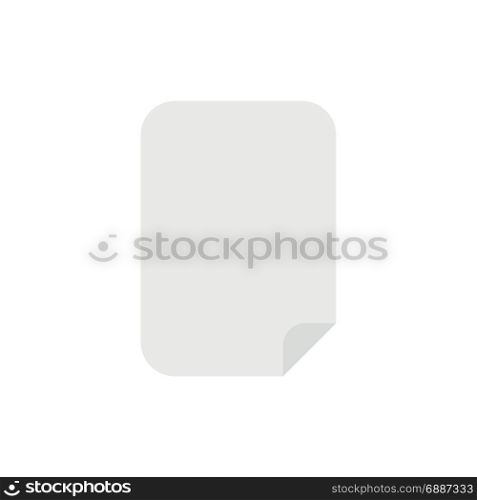 Flat design style vector illustration of grey blank paper symbol icon on white background.