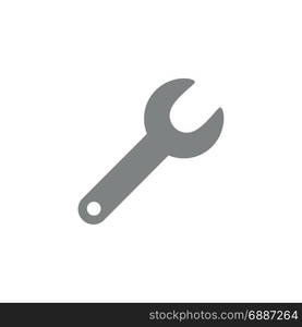 Flat design style vector illustration of grey spanner icon on white background.