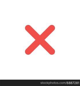 Flat design style vector illustration of red x mark icon on white background.