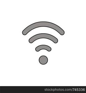 Flat design style vector illustration of wifi symbol icon on white background. Colored, black outlines.