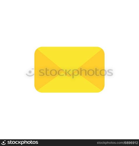 Flat design style vector illustration of yellow closed envelope symbol icon on white background.