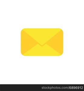 Flat design style vector illustration of yellow closed envelope symbol icon on white background.