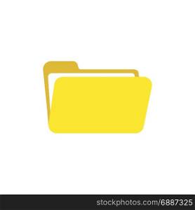 Flat design style vector illustration of yellow open folder symbol icon on white background.