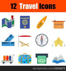 Flat design travel icon set in ui colors. Vector illustration.