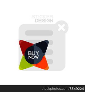 Flat design triangle arrow shape geometric sticker icon, paper style design with buy now sample text, for business or web presentation, app or interface buttons, internet website store banners. Flat design triangle arrow shape geometric sticker icon, paper style design with buy now sample text, for business or web presentation, app or interface buttons, internet website store banners and labels