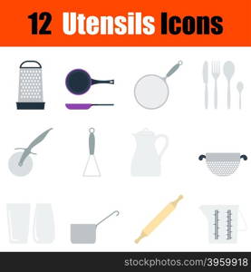 Flat design utensils icon set in ui colors. Vector illustration.