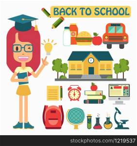Flat design vector illustration back to school concepts of education.