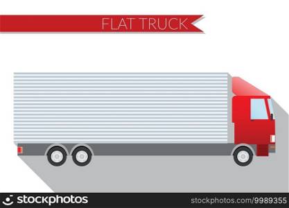 Flat design vector illustration city Transportation, truck for transportation cargo, side view .. Flat design vector illustration city Transportation, truck for transportation cargo, side view 