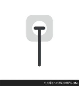 Flat design vector illustration concept of black electrical plug plugged into outlet symbol icon on white background.