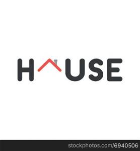 Flat design vector illustration concept of black house word with red house roof symbol icon.