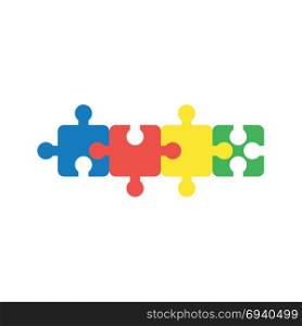 Flat design vector illustration concept of four part jigsaw puzzle pieces symbol icon connected to each other.