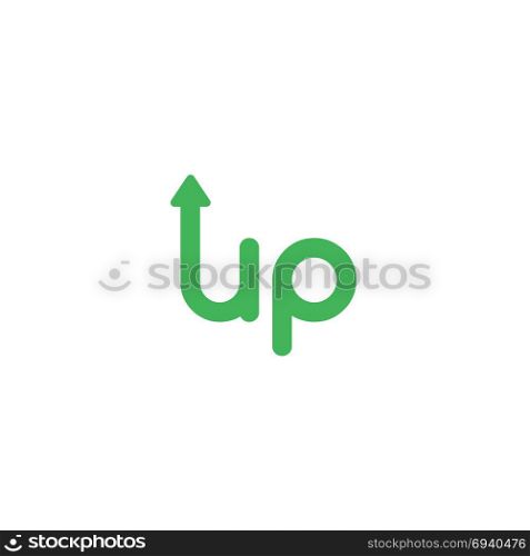 Flat design vector illustration concept of green up word with arrow symbol icon moving up.