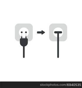 Flat design vector illustration concept of plug and outlet symbol icon and plugged into outlet
