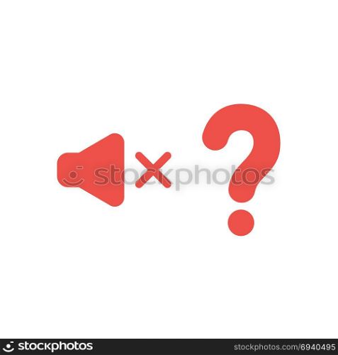 Flat design vector illustration concept of red speaker sound symbol icon off with question mark.