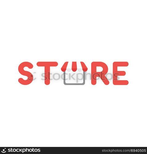 Flat design vector illustration concept of red store word with shop store symbol icon with red and white awning.
