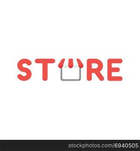 Flat design vector illustration concept of red store word with shop store symbol icon with red and white awning.