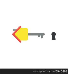 Flat design vector illustration concept of yellow house key symbol icon with keyhole