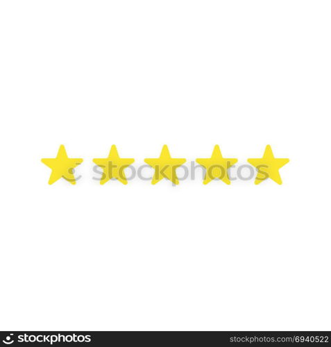 Flat design vector illustration of five yellow stars symbol icon.