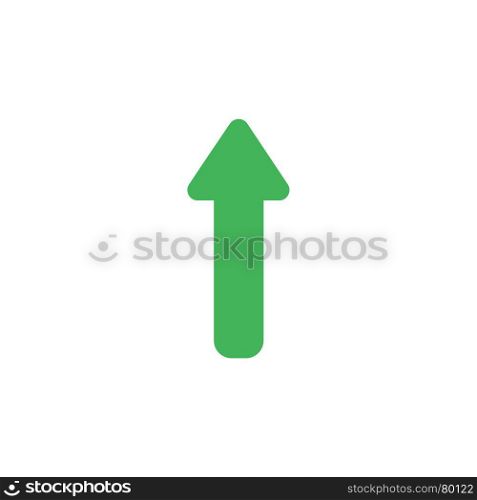 Flat design vector illustration of green arrow symbol icon moving up on white background.