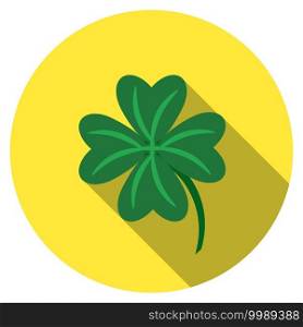 Flat design vector lucky clover icon with long shadow, isolated