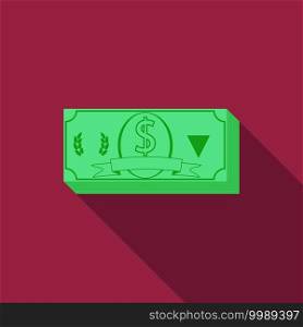 Flat design vector money icon with long shadow.. Flat design vector money icon with long shadow