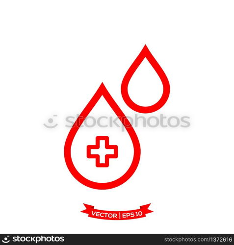 flat design vector of blood icon, drop icon