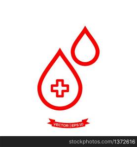 flat design vector of blood icon, drop icon