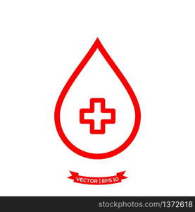 flat design vector of blood icon, drop icon