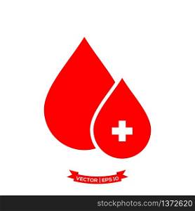 flat design vector of blood icon, drop icon