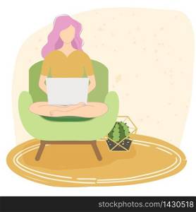 flat design woman working, illustration in vector format