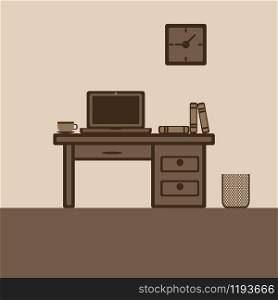 Flat desktop home office vector illustration.. Flat desktop home office vector illustration