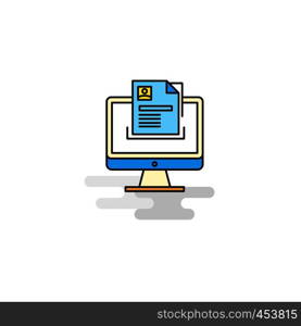 Flat Document in computer Icon. Vector
