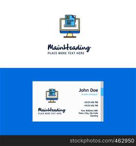 Flat Document in computer Logo and Visiting Card Template. Busienss Concept Logo Design