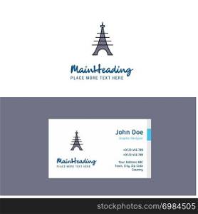 Flat Eiffel tower Logo and Visiting Card Template. Busienss Concept Logo Design