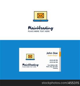 Flat Email on laptop Logo and Visiting Card Template. Busienss Concept Logo Design