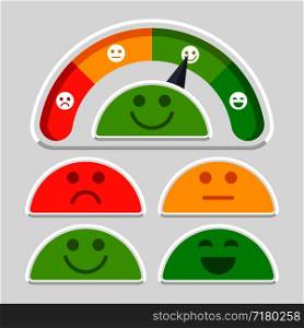 Flat emotions mood scale colored vector of set illustration flat. Flat emotions mood scale vector of set