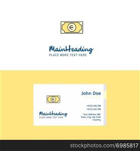 Flat Euro Logo and Visiting Card Template. Busienss Concept Logo Design
