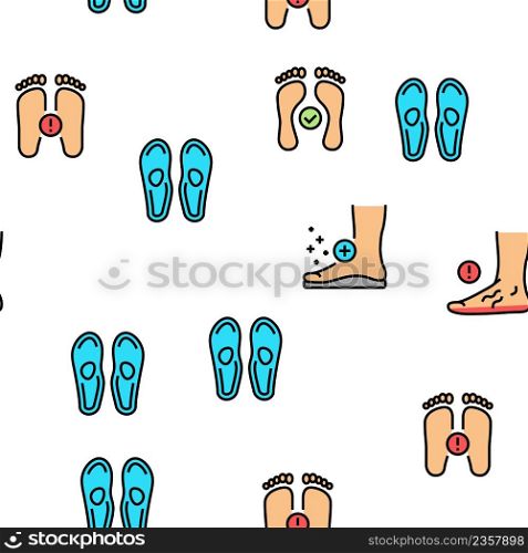 Flat Feet Disease Vector Seamless Pattern Thin Line Illustration. Flat Feet Disease Vector Seamless Pattern