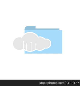 Flat file folder cloud data management icon vector image design illustration