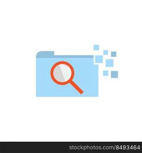 Flat file folder data searching icon vector image design illustration