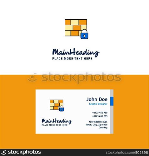 Flat Firewall protected Logo and Visiting Card Template. Busienss Concept Logo Design